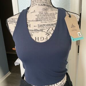 Prana Momento Navy Blue Crop Top V Neck